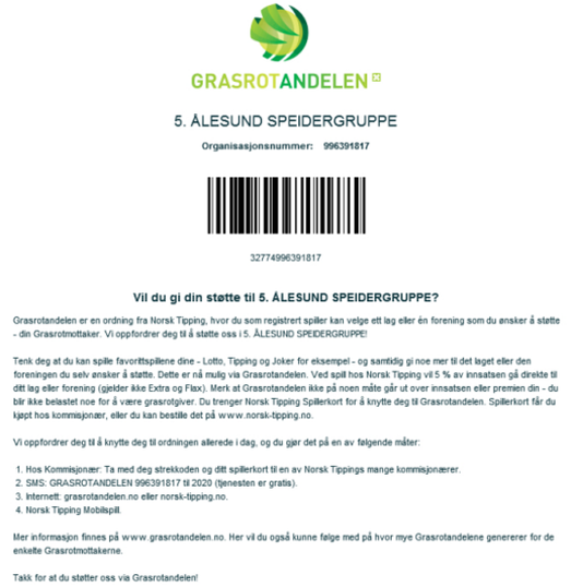 Grasrotandelen 5. Ålesund Grasrotandelen 5. Ålesund